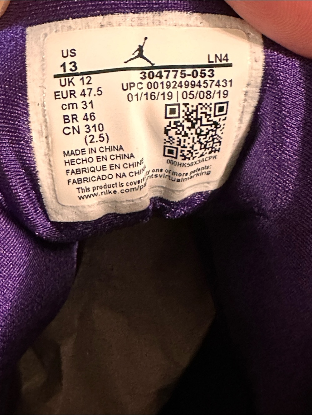 Size 13 - Air Jordan 7 Retro PE Ray Allen Black Purple EUR 47.5 CM 31 - Picture 11 of 13